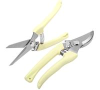 POXIAOER Tijeras de podar de 2 piezas, tijeras de podar, tijeras de podar con hoja de acero inoxidable, tijeras de jardín para cortar plantas, frutas, recoger floristería