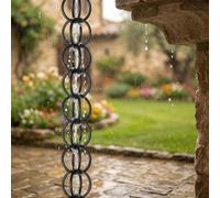 Poxvythb Cadena de Lluvia, Anillo de Cadena del Colector de Lluvia del Metal, Desviador del Agua de Lluvia de los Bajantes de los Canales, Cadena de Lluvia Exterior1.5m (5ft)