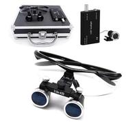 Poxvythb Gafas de dentista lupas dentales 2.5 con luz Lupas quirúrgicas, lupa de diadema LED Head Light Lamp, estuche de aluminio incluido