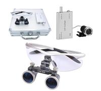 Poxvythb Gafas de dentista lupas dentales 2.5 con luz Lupas quirúrgicas, lupa de diadema LED Head Light Lamp, estuche de aluminio incluido