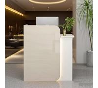 Poxvythb Mostrador Tienda Moderno, Mostrador para Oficina con Cajones, Recepción estética con Luces LED, Mesa Bar MDF, para Salas empresariales, Pastelerías, Tiendas de Ropa(Color primario + Blanco)