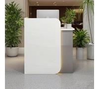 Poxvythb Mostrador Tienda Moderno, Mostrador para Oficina con Cajones, Recepción estética con Luces LED, Mesa Bar MDF, para Salas empresariales, Pastelerías, Tiendas de Ropa(Blanco+Gris)