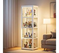 Poxvythb Vitrina expositora vitrine en verre vitrine en verre para colección Vitrina expositora Hecho de Marco de bambú natural Adecuado para Sala de Estar y Dormitorio, sin luz.