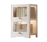 Poxvythb vitrine pour Collection vitrine en verre vitrine murale vitrine en verre pour Collection vitrine expositora Hecho de Marco de bambú Natural(30 x 33 x 73 cm, 2 Capa, Blanco)