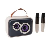 POYHKFD Máquina de karaoke para niños con 2 micrófonos sin cables, altavoz Bluetooth portátil, pequeña máquina de karaoke con luces LED coloridas, lindo juego de karaoke blanco para niños