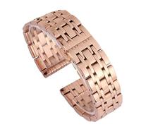POYNMRE 12 mm 14 mm 16 mm 18 mm 20 mm 22 Correa de acero inoxidable sólido Hebilla de mariposa Hombres Mujeres Metal pulido Correa de repuesto Reloj compatible con DW(Rose gold,22mm)