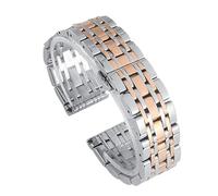 POYNMRE 12 mm 14 mm 16 mm 18 mm 20 mm 22 Correa de acero inoxidable sólido Hebilla de mariposa Hombres Mujeres Metal pulido Correa de repuesto Reloj compatible con DW(Silver rose gold,19mm)