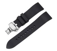POYNMRE 20 21 22 23 24mm Quick Release FKM Rubber Watch Band Compatible With Casio Sport Silicone Strap Bracelet(Black silver,20mm)