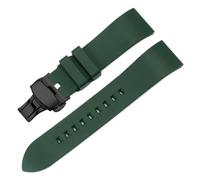 POYNMRE 20 21 22 23 24mm Quick Release FKM Rubber Watch Band Compatible With Casio Sport Silicone Strap Bracelet(Green black,24mm)