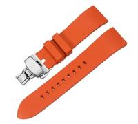 POYNMRE 20 21 22 23 24mm Quick Release FKM Rubber Watch Band Compatible With Casio Sport Silicone Strap Bracelet(Orange silver,22mm)