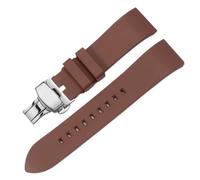 POYNMRE 20 21 22 23 24mm Quick Release FKM Rubber Watch Band Compatible With Casio Sport Silicone Strap Bracelet(Brown silver,20mm)