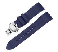 POYNMRE 20 21 22 23 24mm Quick Release FKM Rubber Watch Band Compatible With Casio Sport Silicone Strap Bracelet(Blue silver,23mm)