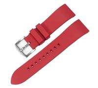 POYNMRE 20 21 22 23 24mm Quick Release FKM Rubber Watch Band Compatible With Casio Sport Silicone Strap Bracelet(Red-silver pin,24mm)