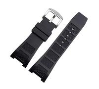 POYNMRE Banda de reloj de goma compatible con IWC IW323601 IW376501 IW3222503 Madabola 30 mmx16 mm End de muesca Strap de silicona impermeable pulseras Pon hebilla(Black-silver buckle)