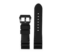 POYNMRE Black Blue Green Orange Watch Band Silicone Rubber Watchband Men's 22mm 24mm Compatible With Panerai 111 441 386 Sport Soft Strap(Black black,24mm)