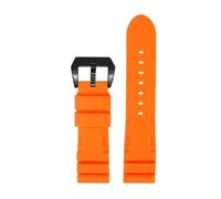 POYNMRE Black Blue Green Orange Watch Band Silicone Rubber Watchband Men's 22mm 24mm Compatible With Panerai 111 441 386 Sport Soft Strap(Orange black,22mm)