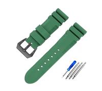 POYNMRE Black Blue Green Orange Watch Band Silicone Rubber Watchband Men's 22mm 24mm Compatible With Panerai 111 441 386 Sport Soft Strap(Green black,22mm)