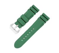 POYNMRE Black Blue Green Orange Watch Band Silicone Rubber Watchband Men's 22mm 24mm Compatible With Panerai 111 441 386 Sport Soft Strap(Green silver,24mm)