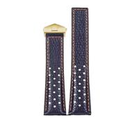 POYNMRE Bracelet 22mm Compatible With TAG Compatible With Heuer MONACO CARRERA CAW211R/P Leather Watchband Breathable Fold Buckle Lychee Print Cowhide Strap(Blue Orange gold)