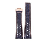POYNMRE Bracelet 22mm Compatible With TAG Compatible With Heuer MONACO CARRERA CAW211R/P Leather Watchband Breathable Fold Buckle Lychee Print Cowhide Strap(Blue Orange Rose)