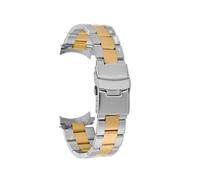 POYNMRE Cadena de reloj acero inoxidable for hombre 20 mm y 22, compatible con Seiko n.° 5 SRPD63K1 SRPB41J1 Green Water Ghost Casio MDV-106(Silver gold-three,22mm)