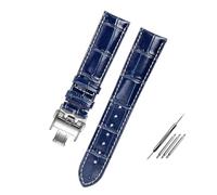 POYNMRE Calfskin Watch Band Compatible With Longines Masters Collection Strap Belt Bracelet Cowhide Leather 19mm 20mm 21mm 22mm L3(A1Blue Silver Buckle,21mm)
