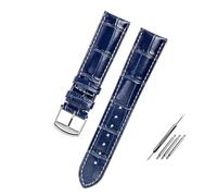 POYNMRE Calfskin Watch Band Compatible With Longines Masters Collection Strap Belt Bracelet Cowhide Leather 19mm 20mm 21mm 22mm L3(Blue Silver Buckle,21mm)