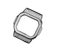 POYNMRE Compatible con CASIO DW-5600 GWM5610 GWB5600 DW5600. Correa y bisel de caja incrustaciones diamantes. metal. Brazalete acero inoxidable 316L(Silver only case,5600)