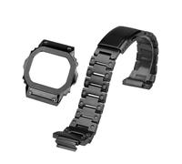 POYNMRE Compatible con Casio DW5600 GW-B5600 GW-M5610 Caja de acero inoxidable sólido modificado Correa Pulsera metal Cadena reloj for hombre(Black strap-case,For DW-5600)
