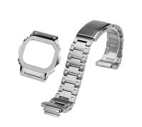 POYNMRE Compatible con Casio DW5600 GW-B5600 GW-M5610 Caja de acero inoxidable sólido modificado Correa Pulsera metal Cadena reloj for hombre(Silver strap-case,For GW-B5600)