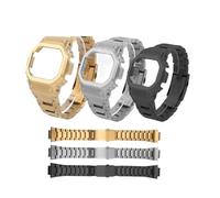 POYNMRE Compatible con Casio DW5600 GW-B5600 GW-M5610, correa de reloj aleación titanio modificado, GM5600, pulsera metal, cadena for hombre(Silver-case,For DW-5600)