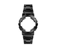 POYNMRE Compatible con Casio G-SHOCK GA-110 100 120 140 Caja con correa de reloj resistente al agua de acero inoxidable sólido pulsera de correa de reloj plateada dorada negra(Black Strap and case)