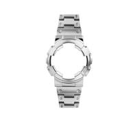 POYNMRE Compatible con Casio G-SHOCK GA-110 100 120 140 Caja con correa de reloj resistente al agua de acero inoxidable sólido pulsera de correa de reloj plateada dorada negra(Steel Strap and case)