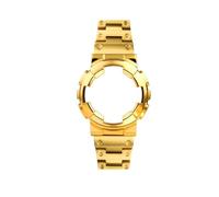 POYNMRE Compatible con Casio G-SHOCK GA-110 100 120 140 Caja con correa de reloj resistente al agua de acero inoxidable sólido pulsera de correa de reloj plateada dorada negra(Gold Strap and case)