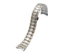 POYNMRE Compatible con Citizen NH8290 Cadena de reloj de acero inoxidable macizo 8291 8294 8200 Correa de acero Pulsera de reloj con hebilla de mariposa for hombre 22 mm(Silver gold)