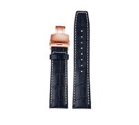 POYNMRE Compatible con Citizen Photokinetic Three Eyes BU2020 BU2020-11A Correa de reloj de piel de vaca azul BU2023-12E Correa de reloj de cuero for hombre de 23 mm(Blue-rose gold)