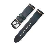 POYNMRE Compatible con correa de cuero con cera de aceite Crazy Horse, hebilla de acero inoxidable de 20mm y 22mm, pulsera de repuesto de liberación rápida for hombres(Blue black,20mm)
