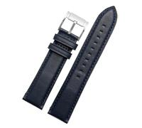 POYNMRE Compatible con correa de reloj de cuero Fossil Retro for hombres Compatible con Q Intelligent FTW1114 ME3110 FS5436 Series Correa de reloj de piel de vaca 20 22 mm(Blue Light Blue,22mm)