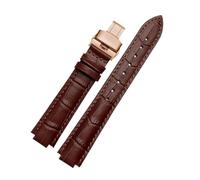 POYNMRE Compatible con correa de reloj piel vaca BALLON BLEU DE CARTIER W69010Z4 W6920085 W6900651 hebilla mariposa. Accesorio(Brown-rosegold-B,14-8mm)