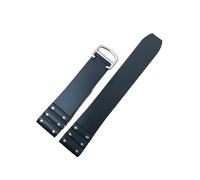 POYNMRE Compatible con correa de silicona Cartier Santos, correa de reloj de goma impermeable de 21 mm, correa negra y azul.(Black silver clasp)