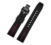 POYNMRE Compatible con correa de silicona resistente al agua Tissot Citizen, compatible con correas de 20 y 22 mm de liberación rápida.(Red line-black B,22mm)