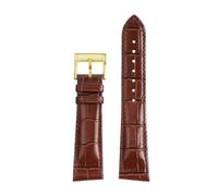 POYNMRE Compatible con Hamilton Adventure Series H24515551 H24401731 Correa de reloj de piel de vaca con estampado de cocodrilo en diagonal 21x18 mm Correa de reloj de piel de becerro(Brown-gold A)