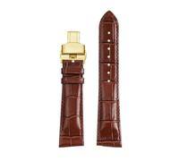 POYNMRE Compatible con Hamilton Adventure Series H24515551 H24401731 Correa de reloj de piel de vaca con estampado de cocodrilo en diagonal 21x18 mm Correa de reloj de piel de becerro(Brown-gold B)
