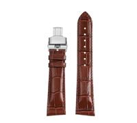 POYNMRE Compatible con Hamilton Adventure Series H24515551 H24401731 Correa de reloj de piel de vaca con estampado de cocodrilo en diagonal 21x18 mm Correa de reloj de piel de becerro(Brown-silver B)