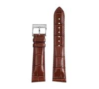 POYNMRE Compatible con Hamilton Adventure Series H24515551 H24401731 Correa de reloj de piel de vaca con estampado de cocodrilo en diagonal 21x18 mm Correa de reloj de piel de becerro(Brown-silver A)