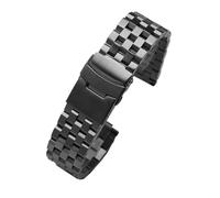 POYNMRE Compatible con Huawei Samsung 22 mm 20 Plata/Negro Acero inoxidable Eslabón sólido Correa de reloj Cierre plegable seguridad Hombres De Rel(Noir,22mm)