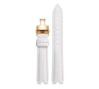 POYNMRE Compatible Con La Correa De Reloj Versace PALAZZO Medusa VECQ00218 518 318, Cuero Genuino Muescas For Mujer 18 Mm(White-gold)