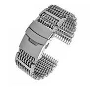 POYNMRE Compatible con Omega Breitling Panerai 20/22/24 mm Reloj de pulsera milanesa de malla de buceo Tejido Correa doble a presión Cool Shark Milan Mesh Belt(G29-02-silver,22mm)