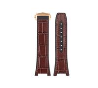 POYNMRE Compatible con Omega Constellation Series Manhattan Watch Strap Strap Coacodile Patrón de cocodrilo Banda de observación de goma de goma(Brown-rose gold)