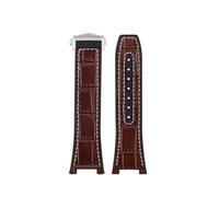 POYNMRE Compatible con Omega Constellation Series Manhattan Watch Strap Strap Coacodile Patrón de cocodrilo Banda de observación de goma de goma(Brown white-silver)